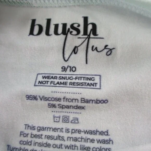 Blush Lotus Bamboo Pajama Set Girls 9/10 Blue Smiley Face Print Soft Lounge - Picture 7 of 9